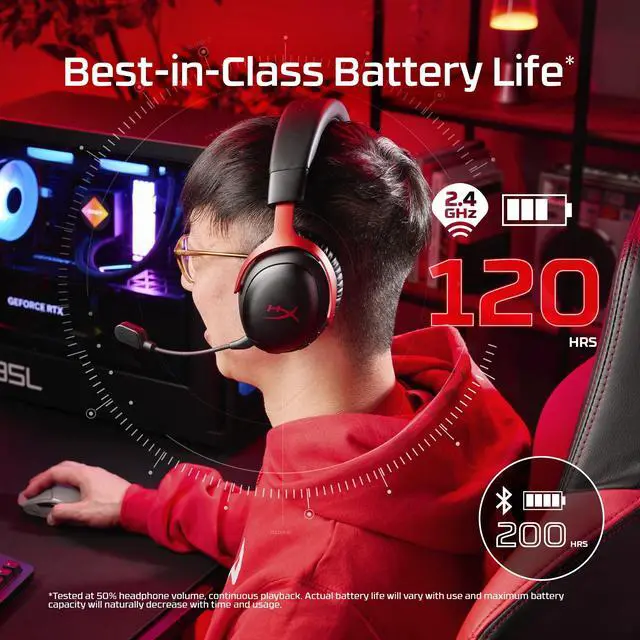 Alt view image 2 of 5 - HyperX Cloud III S Wireless Gaming Headset for Multi-Platform, 2.4GHz, Bluetooth, Battery Life up to 120 Hours 2.4GHz / 200 Hours Bluetooth, 53mm Angled Drivers, Detachable Mic Black