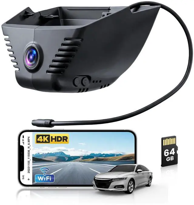 Main image of Custom Fit 4K Front Dash Cam for Honda Accord 2023 2024 2025 Hybrid LX Sport EX Touring EX-L,OEM Look Dashcam for Accord, UHD 2160P Video, WiFi&APP, Loop Recording/G-Sensor, Plug&Play, 64GB Card