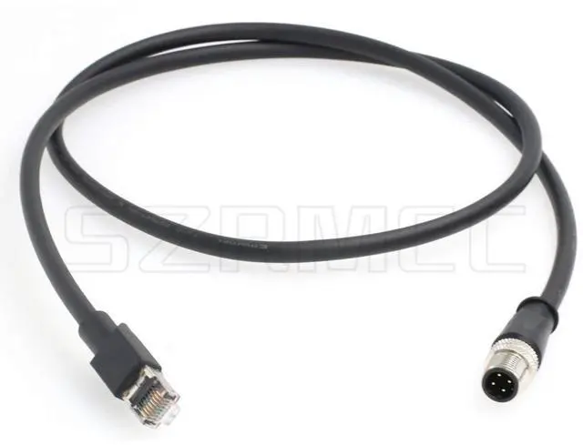 Main image of SZRMCC M12 Ethernet Cable D-Code 4 Pin Male to RJ45 Connector High Flex Cat5e Shielded Waterproof Network Cable for Industrial Camera Sensor (5m,Black)