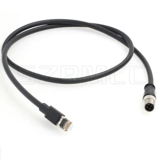 Alt view image 3 of 4 - SZRMCC M12 Ethernet Cable D-Code 4 Pin Male to RJ45 Connector High Flex Cat5e Shielded Waterproof Network Cable for Industrial Camera Sensor (5m,Black)
