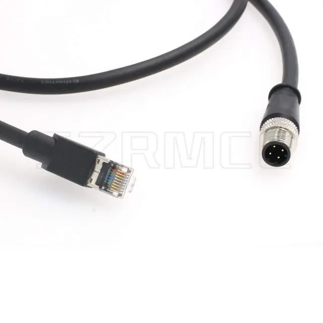 Alt view image 2 of 4 - SZRMCC M12 Ethernet Cable D-Code 4 Pin Male to RJ45 Connector High Flex Cat5e Shielded Waterproof Network Cable for Industrial Camera Sensor (5m,Black)