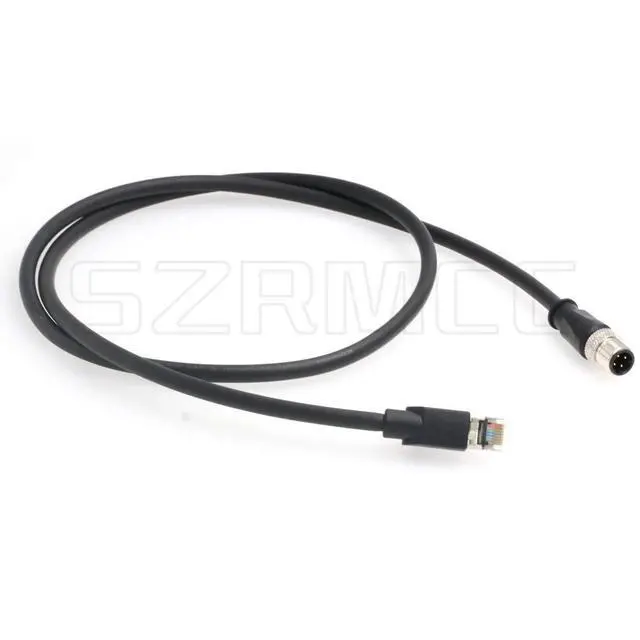 Alt view image 4 of 4 - SZRMCC M12 Ethernet Cable D-Code 4 Pin Male to RJ45 Connector High Flex Cat5e Shielded Waterproof Network Cable for Industrial Camera Sensor (5m,Black)