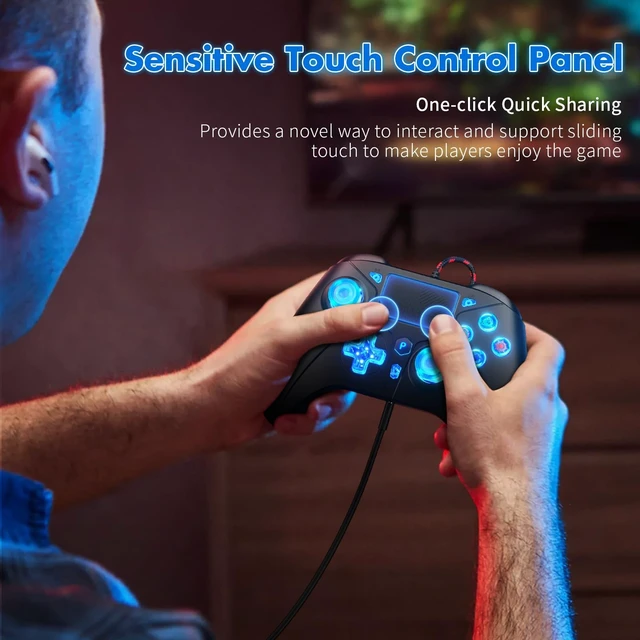 Alt view image 3 of 4 - Compatible with PS5 Controller, Wired Controller for PlayStation 5/PS4/PC, Gaming Controllers, Gamepad with Dual Vibration 6-axis Gyroscope Support Turbo Macro Multi Touch Pad 3.5mm Audio Jack