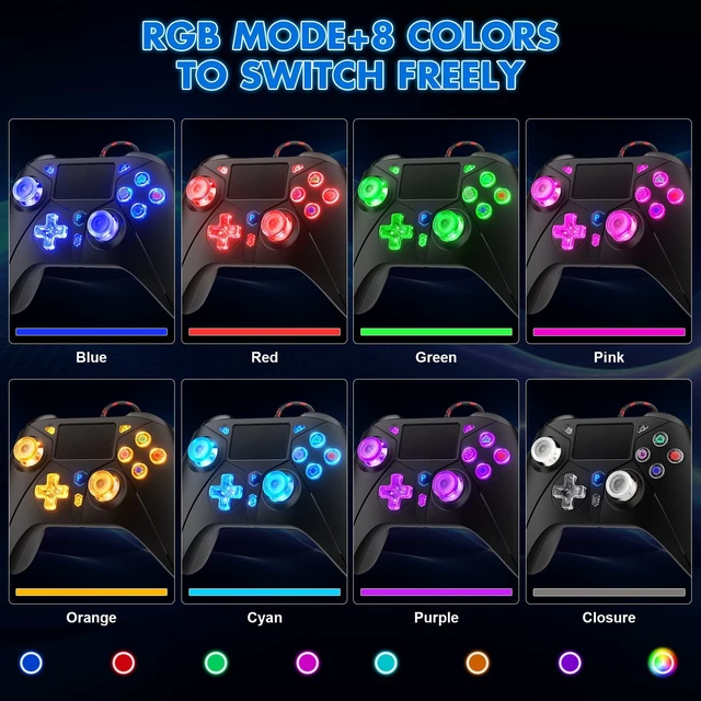 Alt view image 4 of 4 - Compatible with PS5 Controller, Wired Controller for PlayStation 5/PS4/PC, Gaming Controllers, Gamepad with Dual Vibration 6-axis Gyroscope Support Turbo Macro Multi Touch Pad 3.5mm Audio Jack