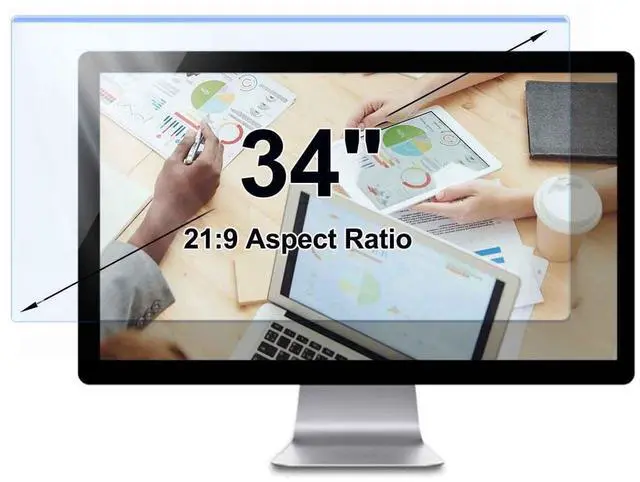 Main image of LYLSMGS Blue Light Blocking Screen Protector Panel for 34 Inch 21:9 Widescreen Monitor, Hanging Anti Glare Filter for Eye Protection, Anti-Scratch Computer LED PC Monitor, Acrylic Material, 1 Pack