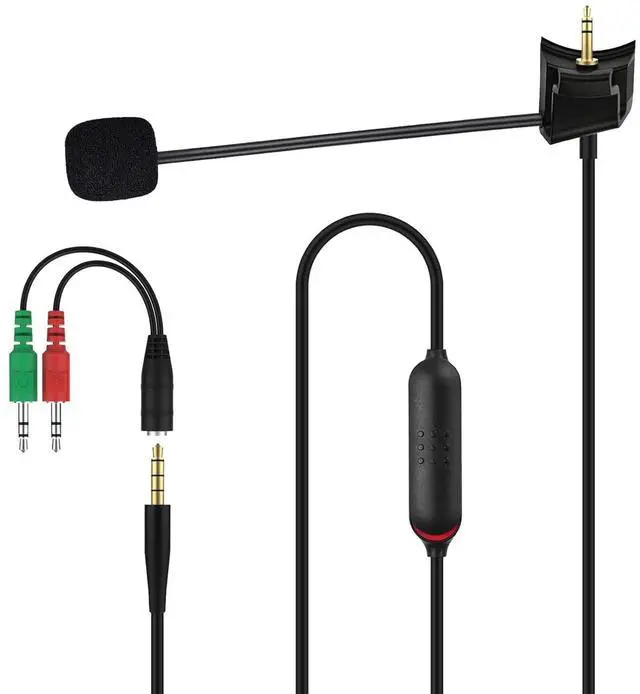 Main image of QC45 Boom Microphone Cable, Detachable QC45 Boom Mic Cable 2.5mm to 3.5mm with Inline Mute Switch, Only Compatible with Bose Quiet Comfort 45 Headphone for PC, Laptop, Xbox One, PS4, PS5 Controller