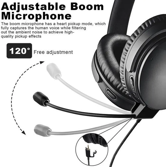Alt view image 4 of 5 - QC45 Boom Microphone Cable, Detachable QC45 Boom Mic Cable 2.5mm to 3.5mm with Inline Mute Switch, Only Compatible with Bose Quiet Comfort 45 Headphone for PC, Laptop, Xbox One, PS4, PS5 Controller