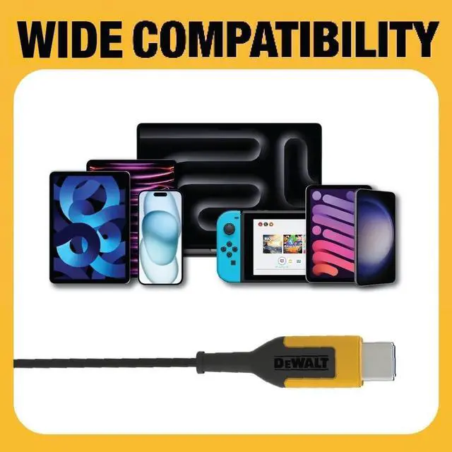 Alt view image 5 of 5 - DEWALT Heavy Duty Jobsite USB C Headphones for iPad/iPhone 17/16/15 Pro Max, Corded Type C Earphones USBC Ear Buds Wired w/Microphone Volume Control Module, Compatible w/MacBook Samsung S23 Ultr