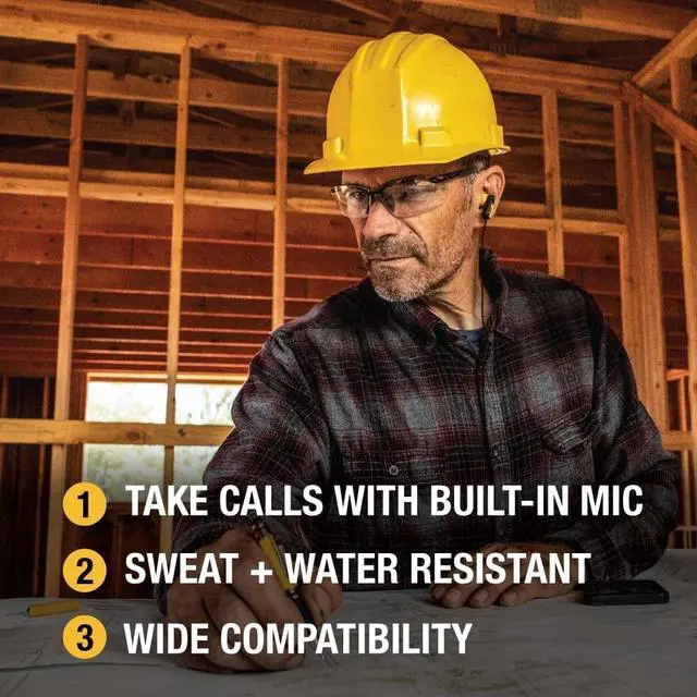 Alt view image 2 of 5 - DEWALT Heavy Duty Jobsite USB C Headphones for iPad/iPhone 17/16/15 Pro Max, Corded Type C Earphones USBC Ear Buds Wired w/Microphone Volume Control Module, Compatible w/MacBook Samsung S23 Ultr