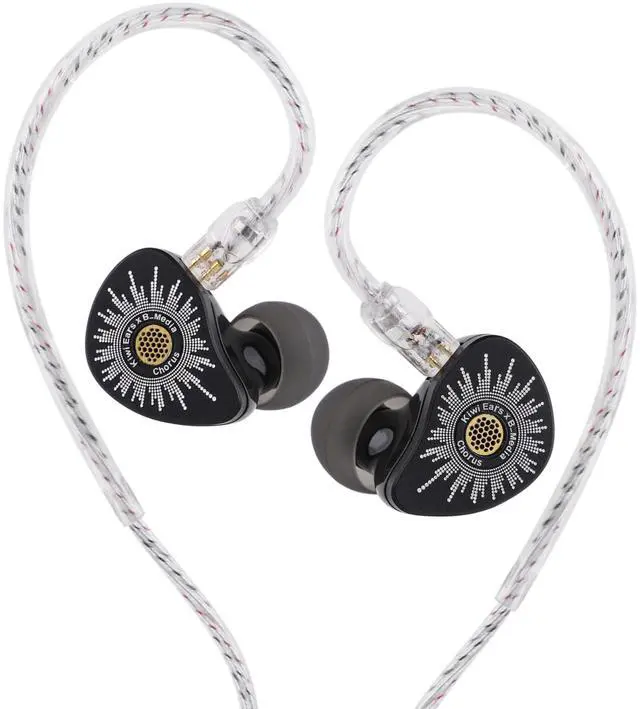 Main image of HIFIXAUDIO Kiwi Ears x B_Media Chorus in Ear Monitor, DLC Diaphragm Dynamic Driver IEM, with CNC Metal Faceplate, Wired Earbuds with Dual Silver-Plated Cable for Musicians (1, Black, 3.5mm with Mic)