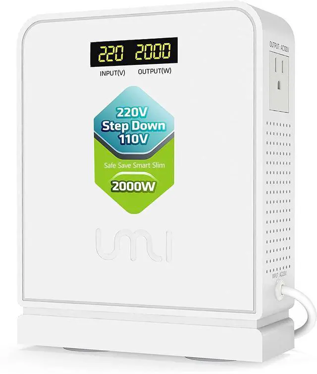Main image of UMI 2000W Step Down Voltage 220v to 110v Converter, Heavy Duty Power Converter, Power Transformer with Auto Mode for Large Capacity Equipment, Step Down 220v to 110v - US to Europe Voltage Converter