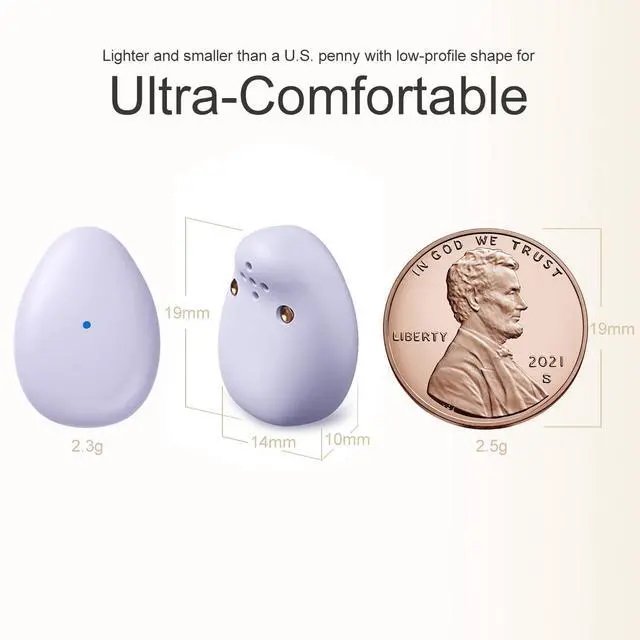 Alt view image 2 of 5 - eleror Extra-Small Wireless Earbuds for Small Ears Z1, Semi-in Ear Bluetooth Invisible Headphones, Low-Profile & Lightweight for Side Sleeping, Cycling & Helmet Use, iPhone Android