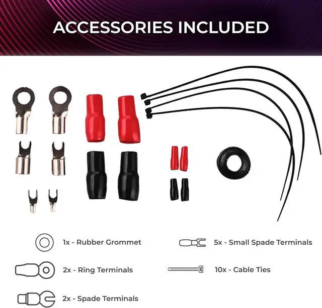 Alt view image 4 of 5 - DS18 AKIT4.BL 4-GA Amplifier Installation Kit Up to 1680 Watts RMS, Mini-ANL Fuse Holder, Speaker & RCA Cables, CCA Amplifier Wiring Kit, Ultra Flex Wire, Amp Wire Kit, Amp Wiring Kit 4 Gauge - Blue