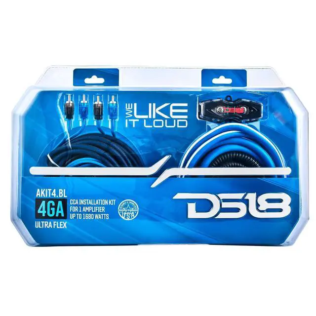 Alt view image 5 of 5 - DS18 AKIT4.BL 4-GA Amplifier Installation Kit Up to 1680 Watts RMS, Mini-ANL Fuse Holder, Speaker & RCA Cables, CCA Amplifier Wiring Kit, Ultra Flex Wire, Amp Wire Kit, Amp Wiring Kit 4 Gauge - Blue