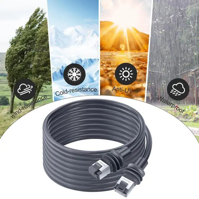 Alt view image 3 of 5 - Twozoh Starlink Gen 3 Cable 30FT, Starlink Standard Gen 3 Satellite V3 Ethernet Cord for Waterproof Starlink Extension Replacement Cable Gray