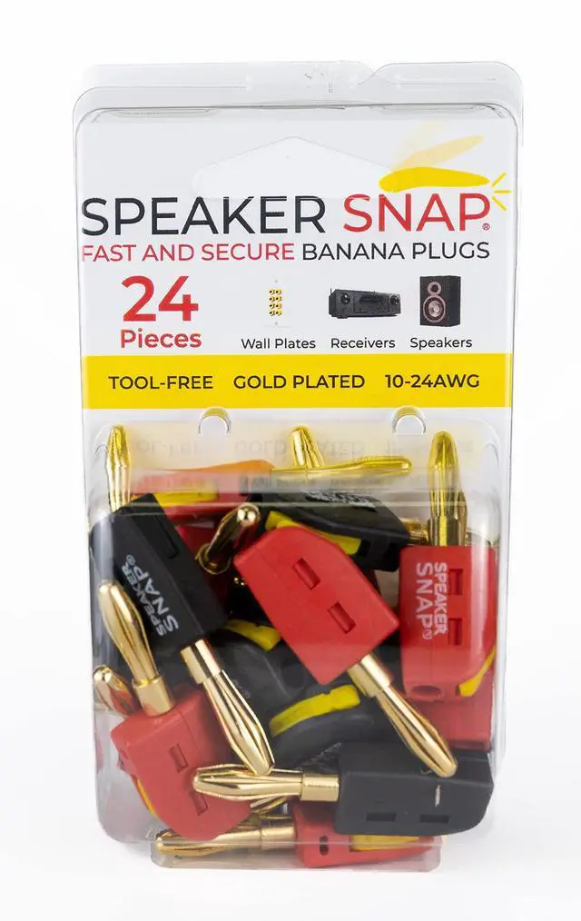 Alt view image 5 of 5 - Fast & Secure Banana Plugs - Gold Plated, 12-24 AWG, 12, 24, 50, Or 100 Piece for Home Theaters, Speaker Wire, Wall Plates and Receivers