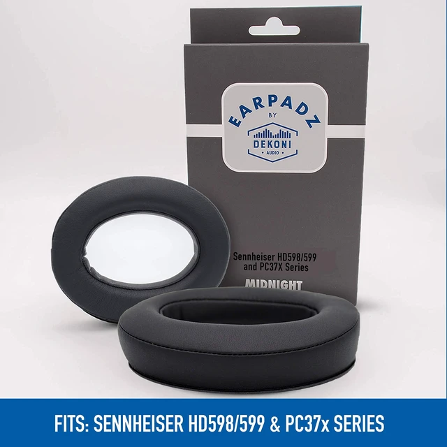 Alt view image 2 of 5 - Earpadz Replacement for Sennheiser HD598, PC37x Gaming Headset Ear Pads, Protein Leather Headphone Cushions (Midnight, Black, 1 Pair)