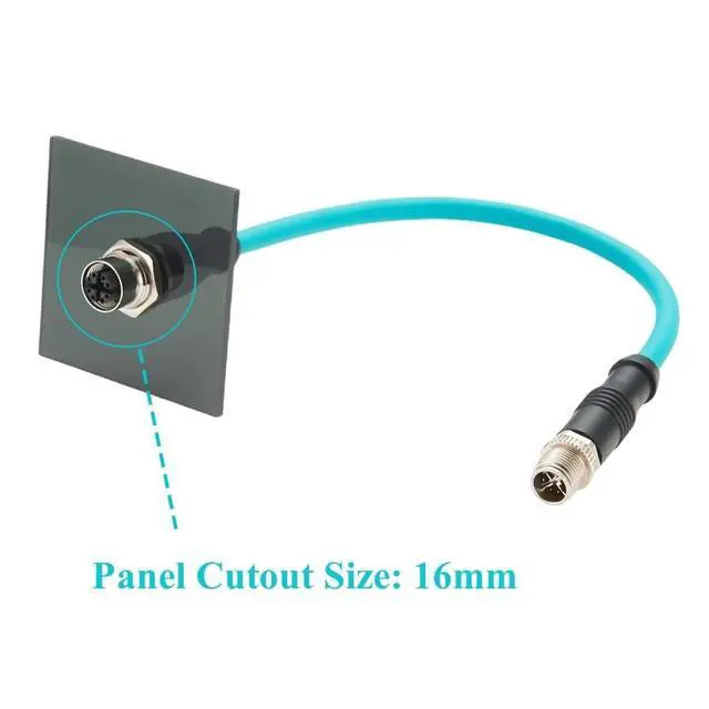 Alt view image 2 of 5 - M12 8Pin X Code Male to Female Extension Cable M12 Bulkhead Panel Mount CAT6A Industrial Ethernet GigE Cable High Flex Shielded S/FTP Compatible Cognex Industrial Camera Ethernet Switches(0.3M/1FT)