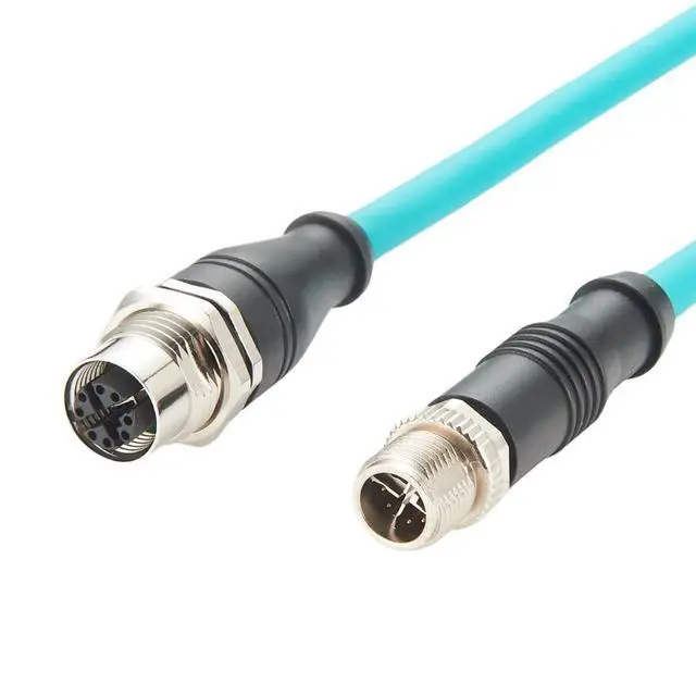 Alt view image 4 of 5 - M12 8Pin X Code Male to Female Extension Cable M12 Bulkhead Panel Mount CAT6A Industrial Ethernet GigE Cable High Flex Shielded S/FTP Compatible Cognex Industrial Camera Ethernet Switches(0.3M/1FT)