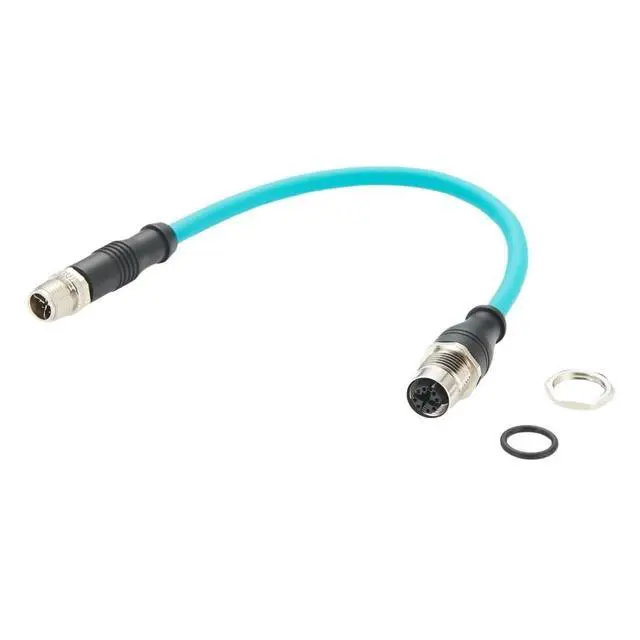 Alt view image 5 of 5 - M12 8Pin X Code Male to Female Extension Cable M12 Bulkhead Panel Mount CAT6A Industrial Ethernet GigE Cable High Flex Shielded S/FTP Compatible Cognex Industrial Camera Ethernet Switches(0.3M/1FT)