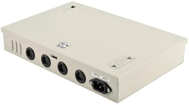 Alt view image 3 of 5 - 18-Channel 12V DC 10A CCTV Power Distribution Box, AC110V to DC12V Security Camera Power Supply with AC Plug and Locking Metal Cabinet for DVR/NVR Systems (18-Channel/10A)