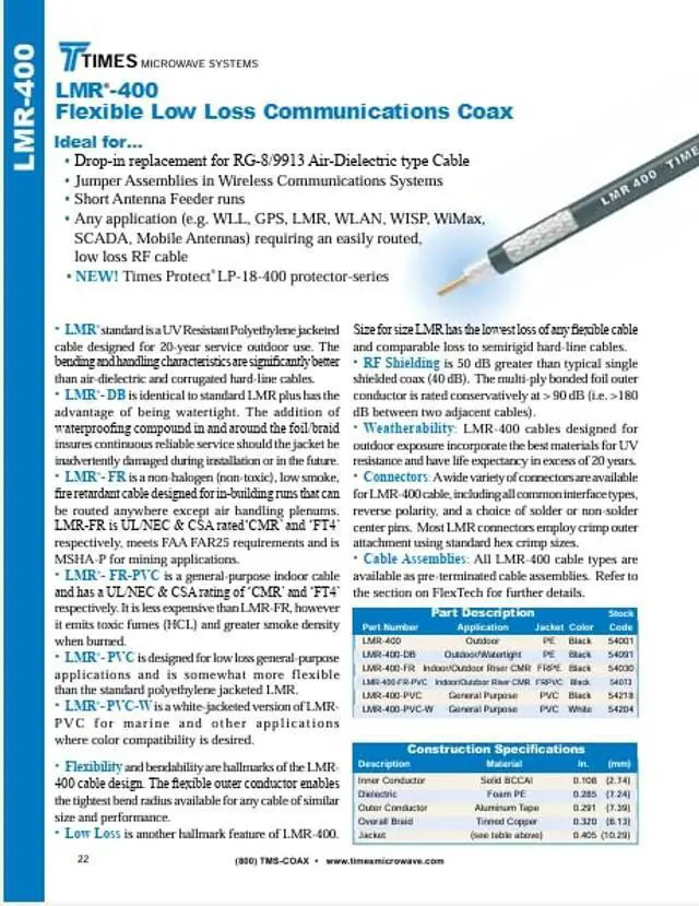 Alt view image 4 of 5 - Cable Assemblies Now LMR-400 Times Microwave Low Loss Coaxial Cable - NO CONNECTORS - 100 Feet Bulk Cable