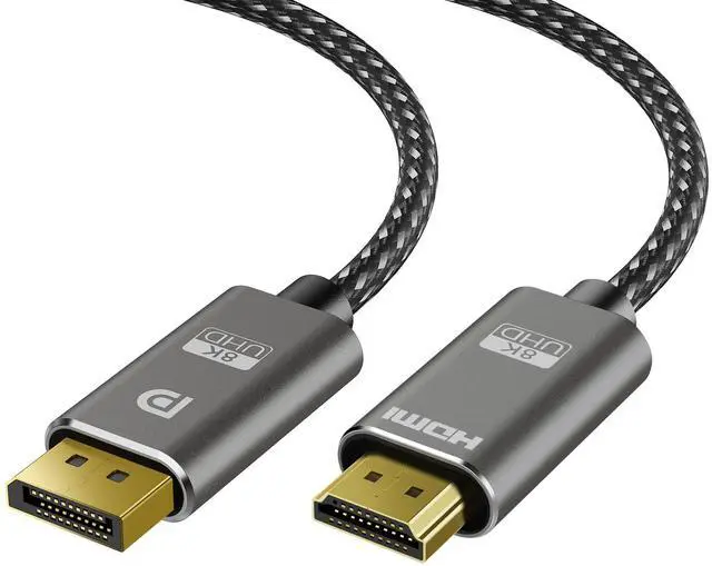 Main image of 8K DisplayPort to HDMI Cable 30 ft, Uni Directional, DP Source to HDMI Display, 8K@60Hz, 4K@240Hz, 2K@240HZ, DisplayPort 1.4 to HDMI 2.1 Braided Cord for NVIDIA,Dell, AMD, Lenovo, HP, PC, M