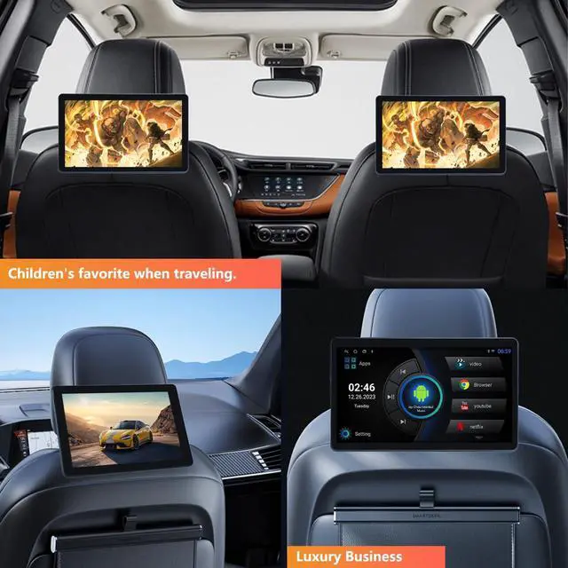 Alt view image 3 of 5 - Ichuangxin 10.1" Car TV Headrest Monitor for Back Seat, 4K Android Tablet Portable Rear Entertainment System, Support Phone Wireless MirrorLink, with WiFi/HDMI/USB/Video Player, 2G+32G (1*PCS)