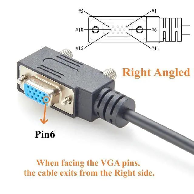 Alt view image 2 of 5 - Plinkwirekb Right Angled Low Profile HD15 VGA Male to Female Extension Cable Panel Mount Compact SVGA Monitor Cable 1080P Full HD for Industrial PCs, Projector, Laptop (Right, 2M/6.6FT)