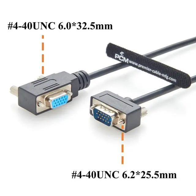 Alt view image 4 of 5 - Plinkwirekb Right Angled Low Profile HD15 VGA Male to Female Extension Cable Panel Mount Compact SVGA Monitor Cable 1080P Full HD for Industrial PCs, Projector, Laptop (Right, 2M/6.6FT)