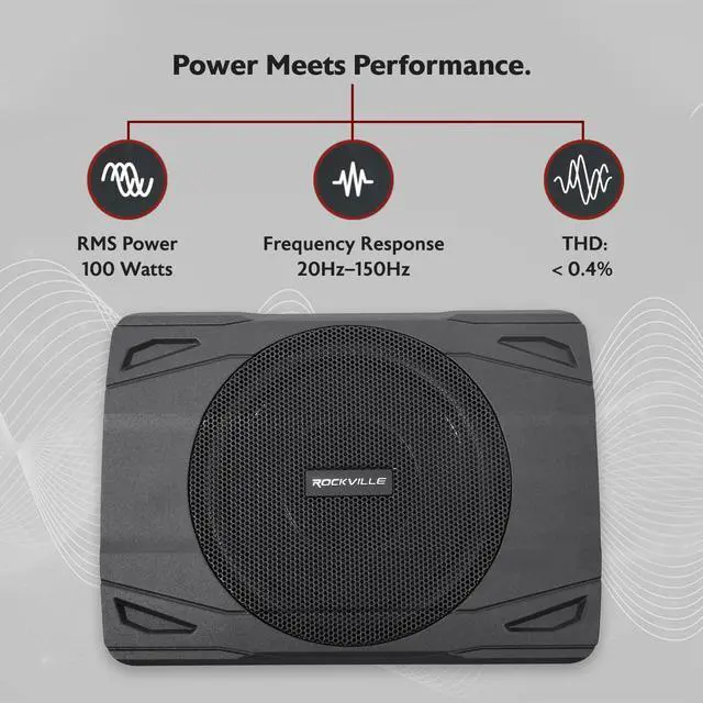 Alt view image 2 of 5 - Rockville SS8P 8" Slim Under-Seat Powered Car/Truck Subwoofer