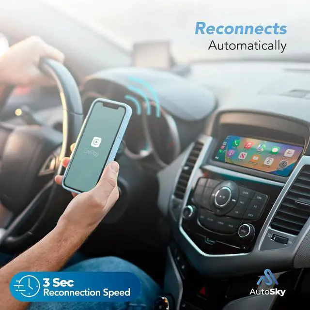 Alt view image 3 of 5 - Wireless CarPlay Adapter - Fastest 5Ghz - AutoSky - Plug and Play - USB-C and USB-A Cables - Wired CarPlay Required
