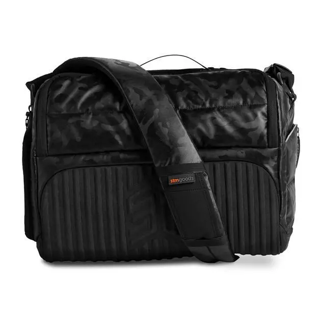 Alt view image 2 of 5 - STM Dux 16L Premium Tech Messenger Bag - Carry On Travel Laptop Bag (Fits 15" Laptops) - Dual Format, Water Resistant & Luggage Passthrough - Black Camo (stm-112-377P-04)