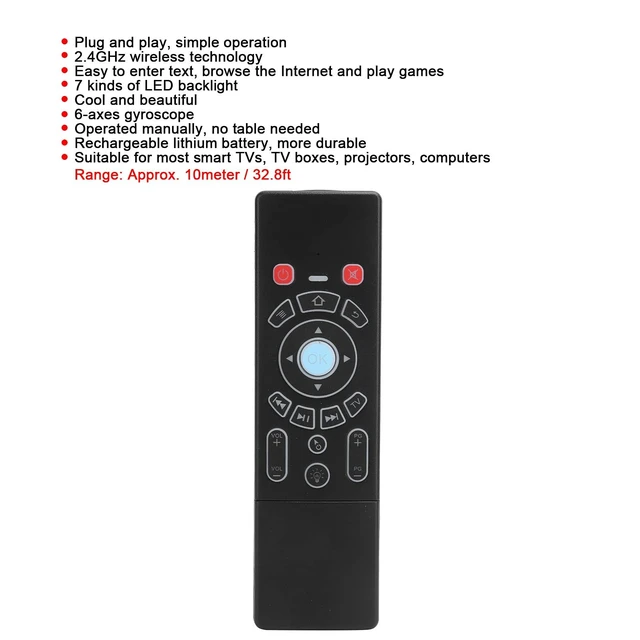 Alt view image 4 of 5 - Air Mouse Remote, 2.4G 6Axes Keyboard Remote Control Touchpad Backlit Replacement for Android/Smart TV Box PC Projectors, Computers(Standard)