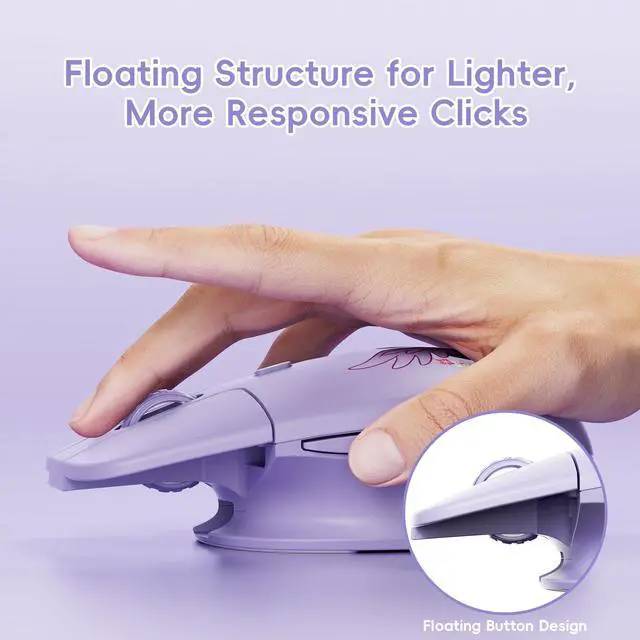 Alt view image 2 of 5 - My Little Pony Silent Wireless Mouse -M03 Innovative Floating Button Design, Quiet Clicks, 3 Adjustable DPI (800/1600/3200), Dual-Mode (2.4GHz/Bluetooth), Ergonomic for Mac/Windows (Purple)