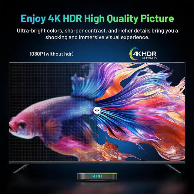 Alt view image 4 of 5 - HK1 K8Mini Android 14.0 Smart TV Box 2GB RAM 16GB ROM RK3518 Quad Core CPU Mali-450 GPU Support 2.4G/5G WiFi BT5.0 - Model No.: HK1 K8Mini 2GB 16GB