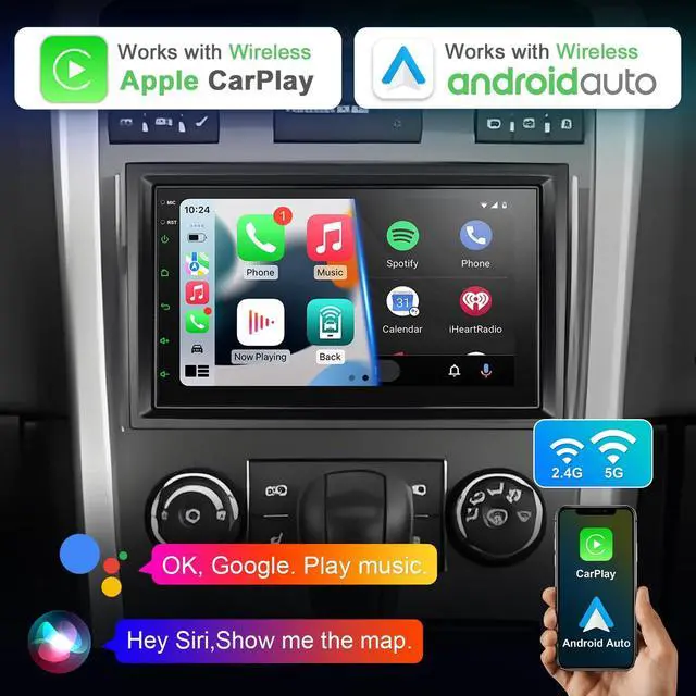 Alt view image 2 of 5 - Car Stereo for Chevy Silverado GMC Sierra Yukon 2007-2013, 7 Inch Touch Screen Stereo, Android12 2G+32G with CarPlay Android Auto Bluetooth GPS Navigation