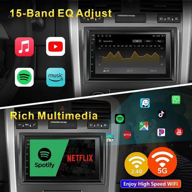 Alt view image 3 of 5 - Car Stereo for Chevy Silverado GMC Sierra Yukon 2007-2013, 7 Inch Touch Screen Stereo, Android12 2G+32G with CarPlay Android Auto Bluetooth GPS Navigation