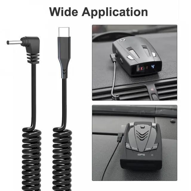 Alt view image 5 of 5 - Radar Detector Cable,USB-C to DC3.5 Plug Charging Kit,with Automatic Recognition and Matching Voltage Function,for Cob'r'a RAD 380/480i XRS9370 Unide DFR1/3/5 Radenso Pro M Whistler etc Radar Detector