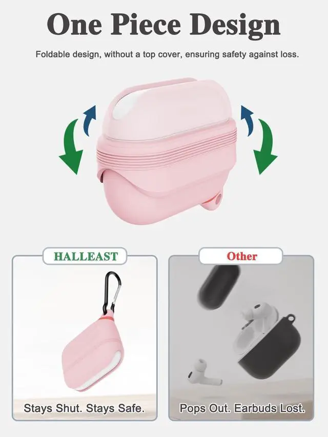 Alt view image 3 of 5 - HALLEAST for AirPods Pro 3 Case Waterproof, Front LED Visible & Support Wireless Charging, Protective Silicone Case Cover Compatible with for AirPods Pro3 Accessories, US Patent, Pink