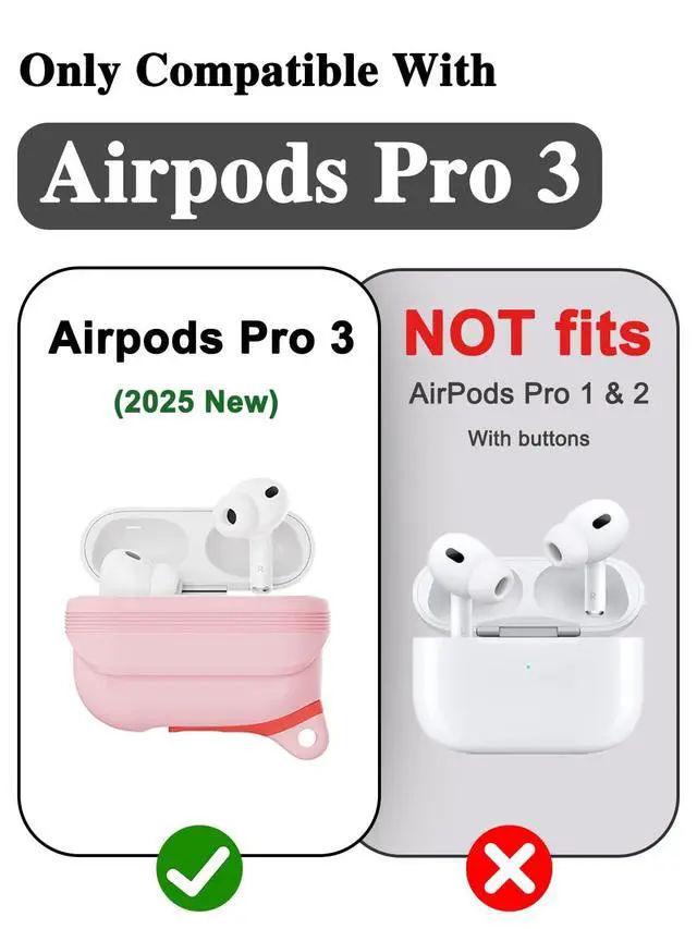 Alt view image 2 of 5 - HALLEAST for AirPods Pro 3 Case Waterproof, Front LED Visible & Support Wireless Charging, Protective Silicone Case Cover Compatible with for AirPods Pro3 Accessories, US Patent, Pink
