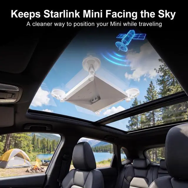 Alt view image 2 of 5 - Starlink Mini Mount Starlink Mini Car Mount Suction Cup Holder for Sunroof & Window, Strong Vacuum Base, Starlink Mini Accessories for RV, Boat, Truck (White)
