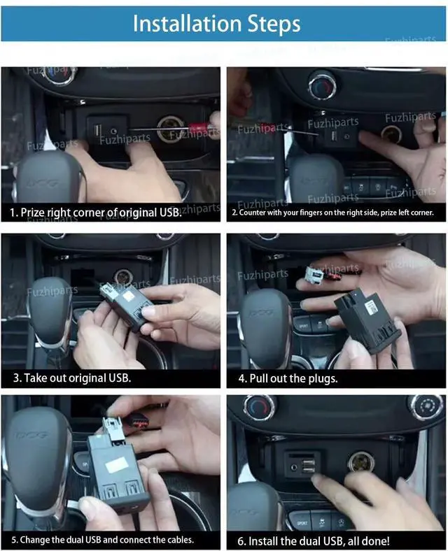 Alt view image 2 of 5 - Wuqueker 13509942 Dual USB Port Interface Box AUX Jack Carplay Adapter Module fit for GMC Chevrolet Buick Cadillac Chevy 2016 17 18(13510854/13519224/13523018/13519225/13509943)