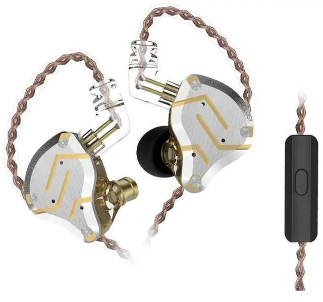 Main image of Five Driver Headphones,KZ ZS10 PRO High Fidelity Noise-Isolating Earbuds/Earphones with Detachable Cable 2Pin 0.75mm (with MIC, Glare Gold)