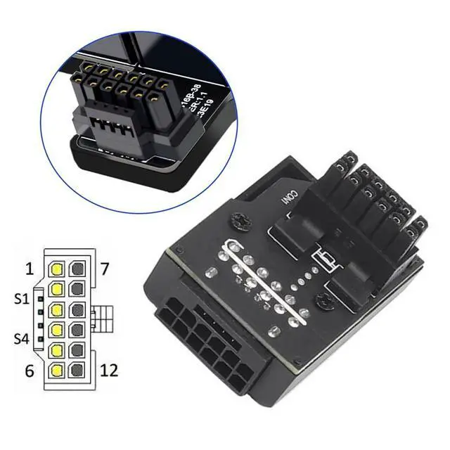Alt view image 2 of 5 - NFHK 12VHPWR ATX3.0 PCI-E 5.0 Power Modular Male to Female Adapter Extension Up Angled 90 Degree for 3080 3090TI PSU 16Pin 12+4P Graphics Card