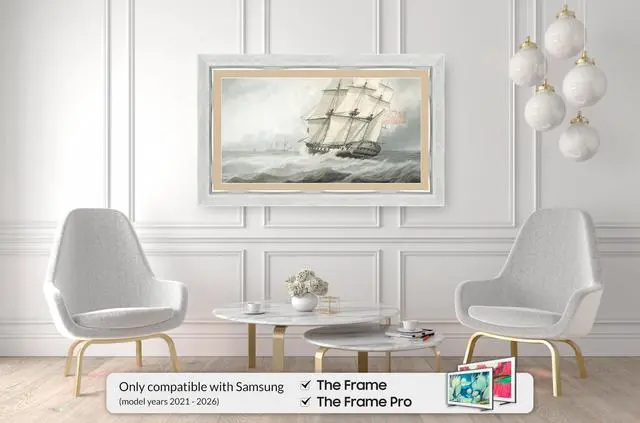 Alt view image 2 of 5 - Contemporary Silver 65" Premiere Deco TV Frame - Compatible ONLY with Samsung The Frame TV and Pro TVs (Fits 2021-2026, LS03A, LS03B,LS03C,LS03D,LS03FA,LS03FW)