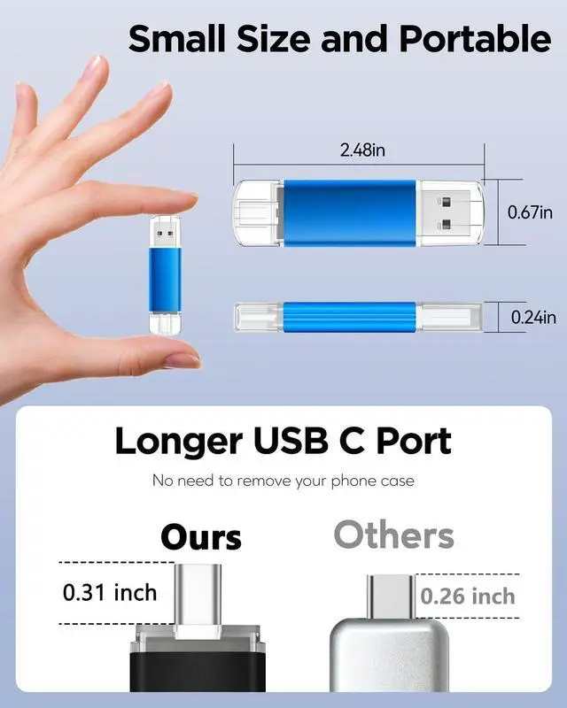 Alt view image 4 of 5 - 4GB USB C Thumb Drive, AreTop USB 2.0 Dual Flash Drive 4GB USB Drive