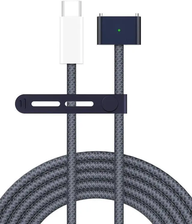 Main image of USB C to Magnetic 3 Charger Cable for MacBook Air 13.6 15 inch MacBook Pro 14 16 M5 M4 M3 M2 M1 2026 2025 2024 2023 2022 2021, Braided Cord & LED, Powerful Magnetic, Original Quality, 10ft Midnight
