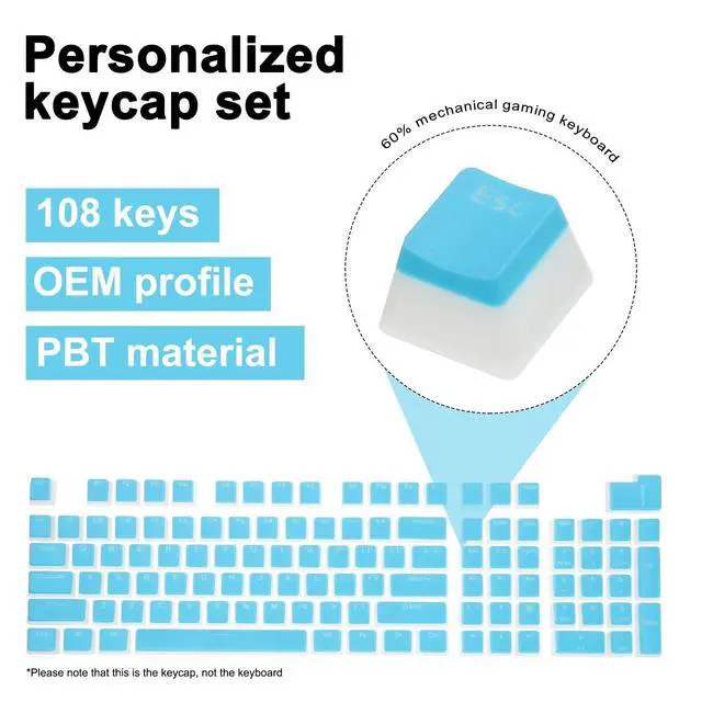 Alt view image 2 of 5 - MECCANIXITY 108 Keys PBT Pudding Keycaps Set OEM Profile Double Shot for Mechanical Keyboard Layout, Sky Blue