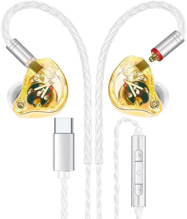 Main image of Vibes 202MC USB-C Wired Earbuds - USBC HiFi in Ear Headphones for iPhone 17/16/15 - Noise Isolating Ear Buds w/ Mic - Clear Sound, Deep Bass & Comfort-Fit Earphones - Silver Plated Cord, Carrying Case